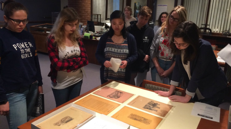 The DSSF students conduct research in the Library’s Special Collections and College Archives.